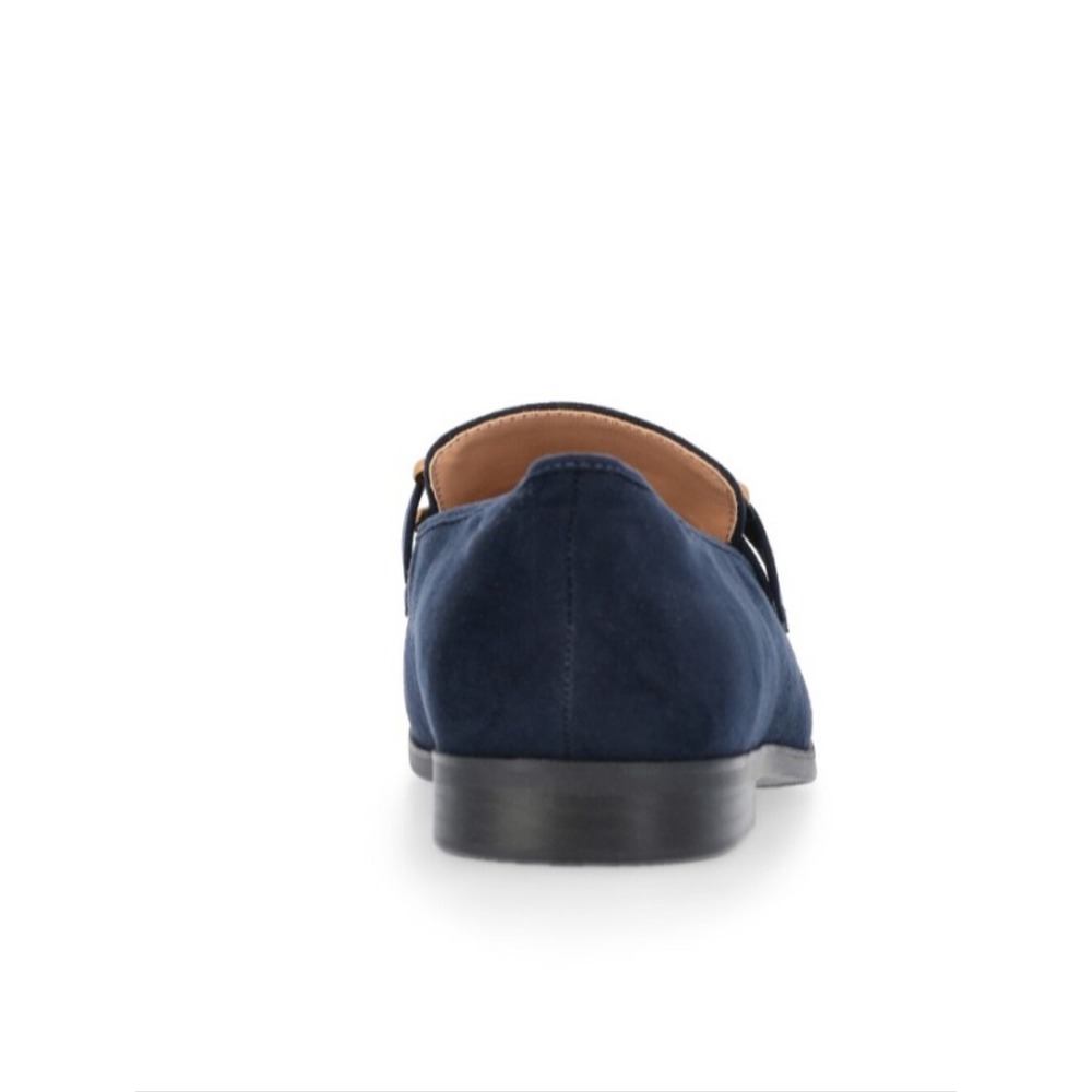 Faux Suede Buckle Loafers Size 7 Navy New NWT - Picture 6 of 9